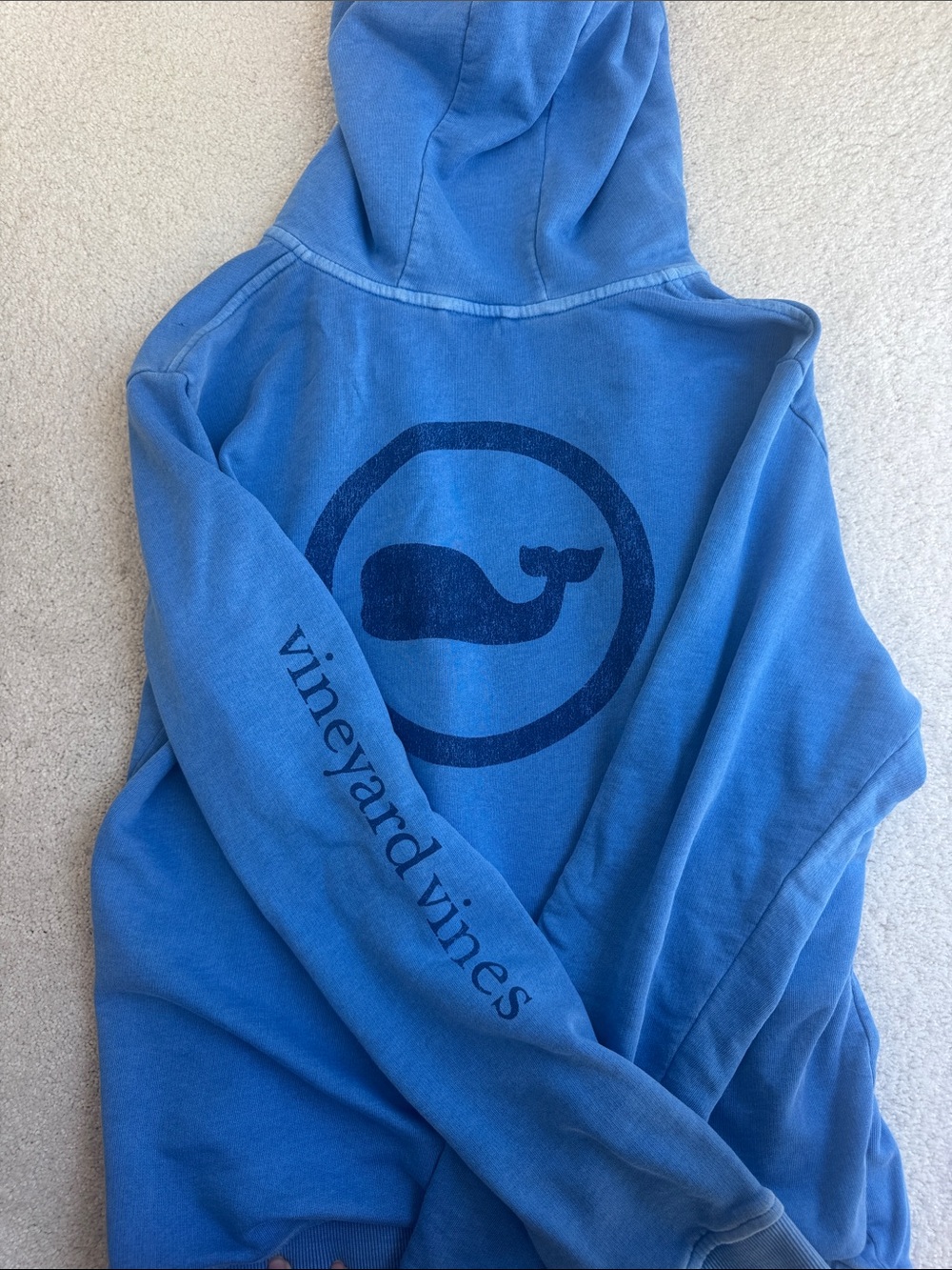 Vineyard Vines Blue Hooded Zip-Up Sweatshirt with Whale Logo